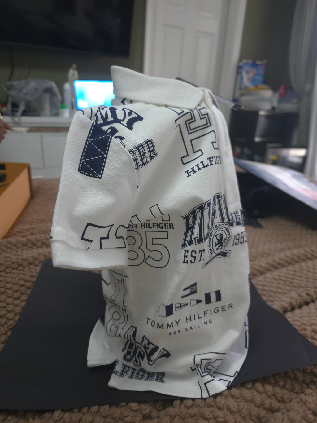 Tommy Hilfiger Kids' Vintage 1985 White & Navy Polo Shirt | Size XXS (2-3 Years) | Brand New