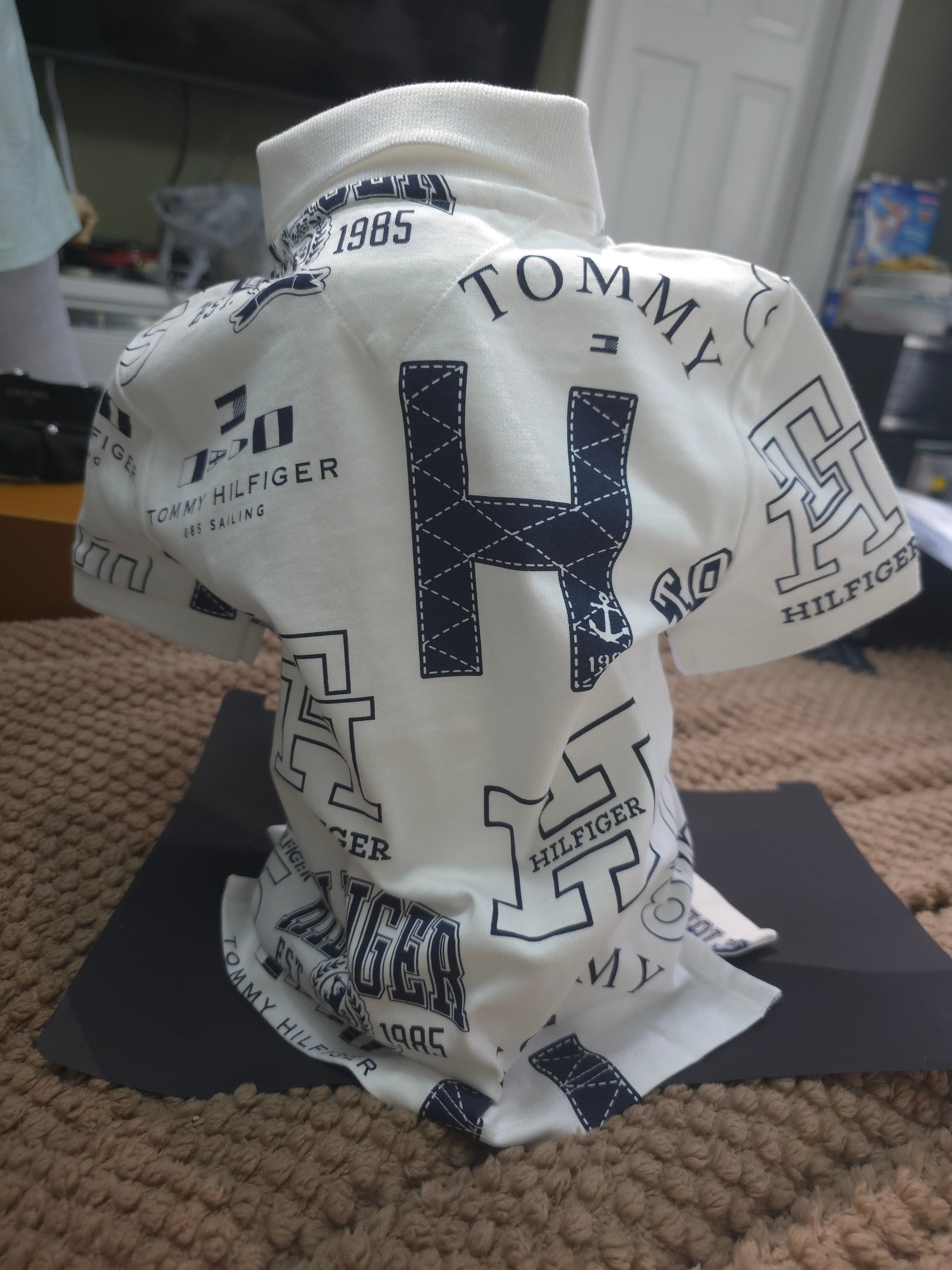 Tommy Hilfiger Kids' Vintage 1985 White & Navy Polo Shirt | Size XXS (2-3 Years) | Brand New