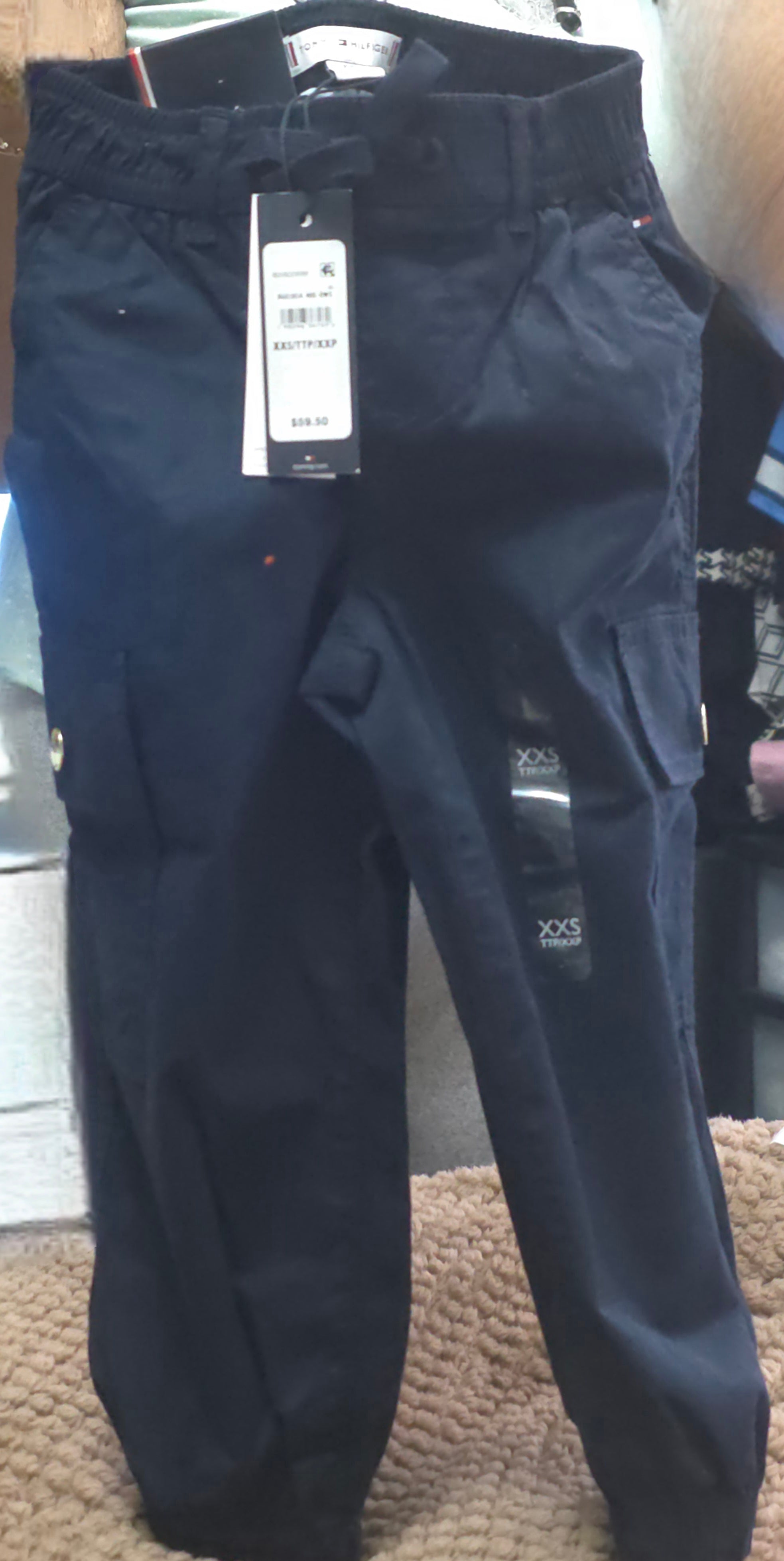 Tommy Hilfiger Kids' Navy Blue Cargo Chino Jogger Pants | Size XXS (2-3 Years) | Brand New
