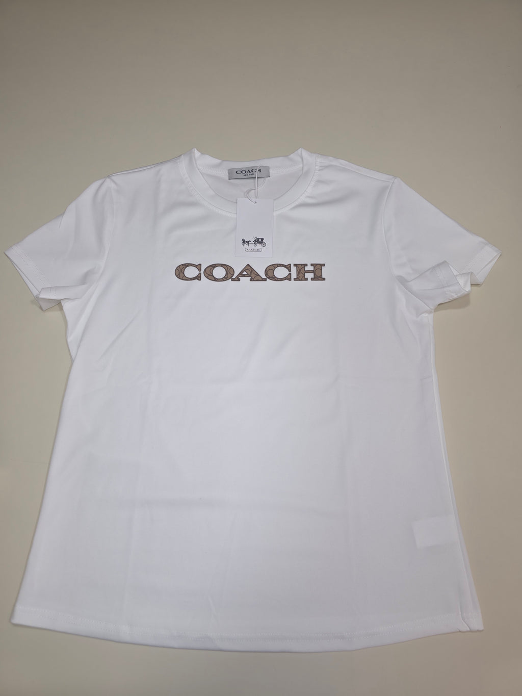 Women's White T-Shirt & Brown Shorts Matching Set | Size M | Brand New