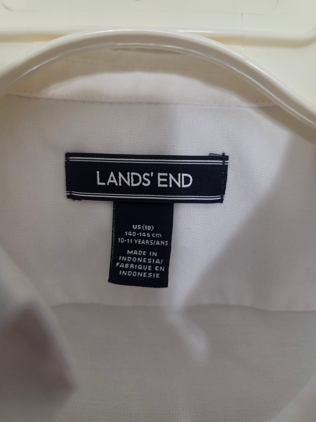 Lands' End Boys White Short Sleeve Oxford Shirt | Size 10 (10-11Y) | Like New