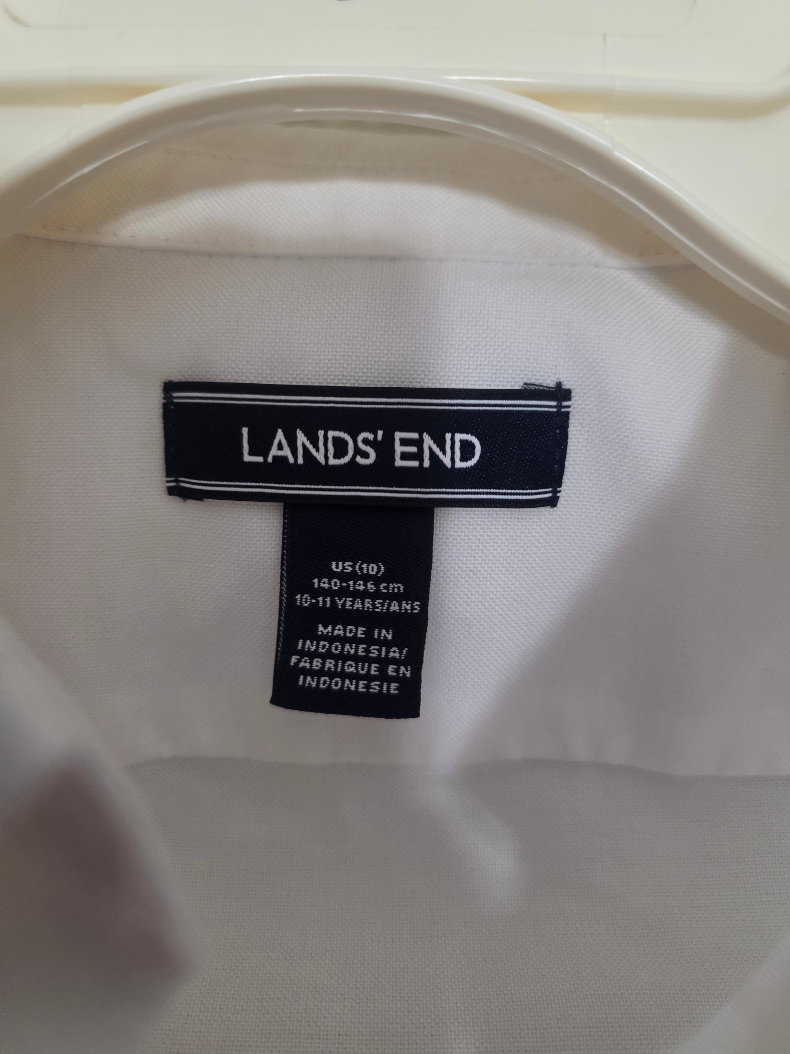 Lands' End Boys White Short Sleeve Oxford Shirt | Size 10 (10-11Y) | Like New