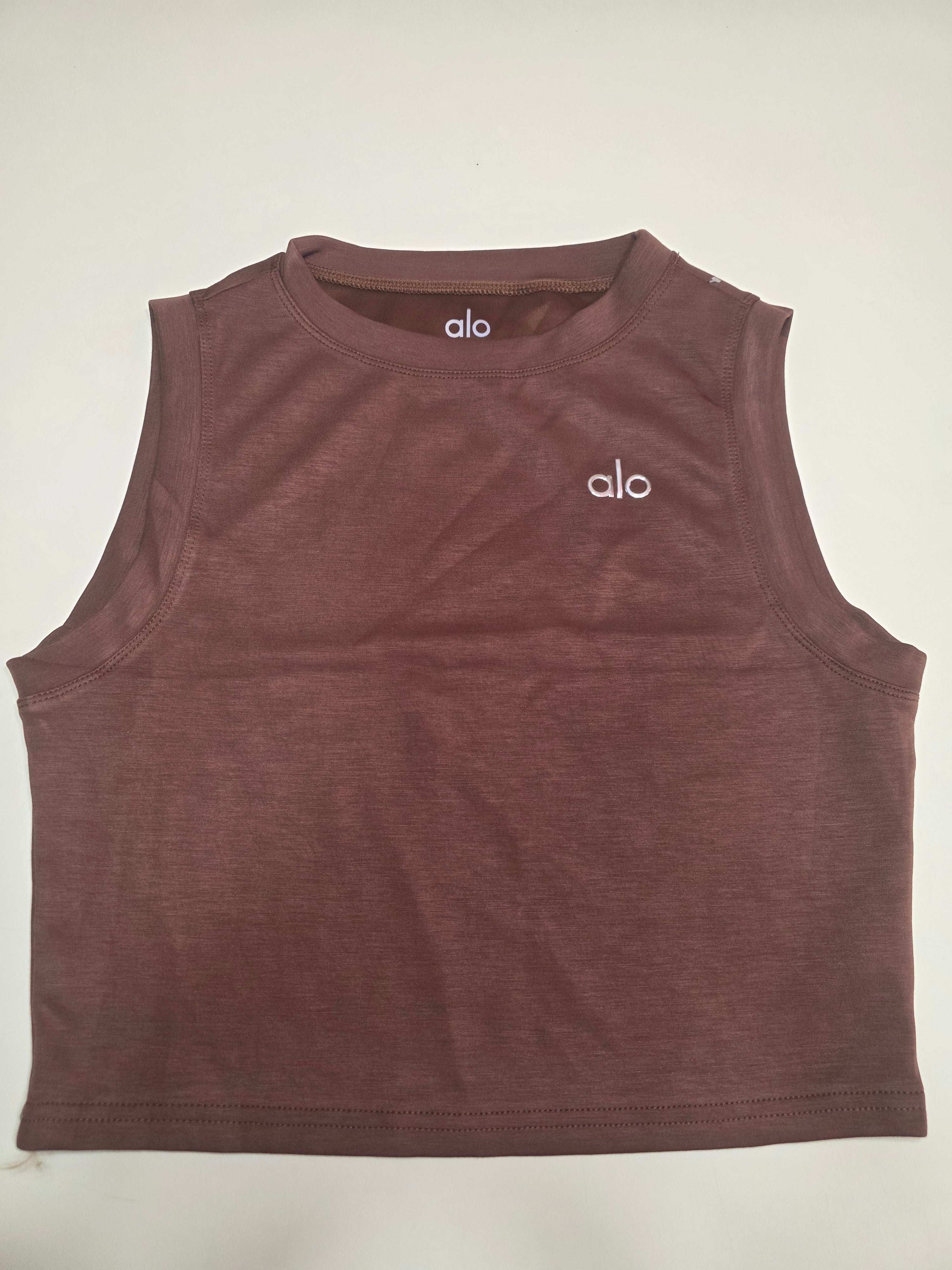 Alo Yoga Women's 2-Piece Set | Mocha Brown Crop Tank & Wide-Leg Pants | NWT