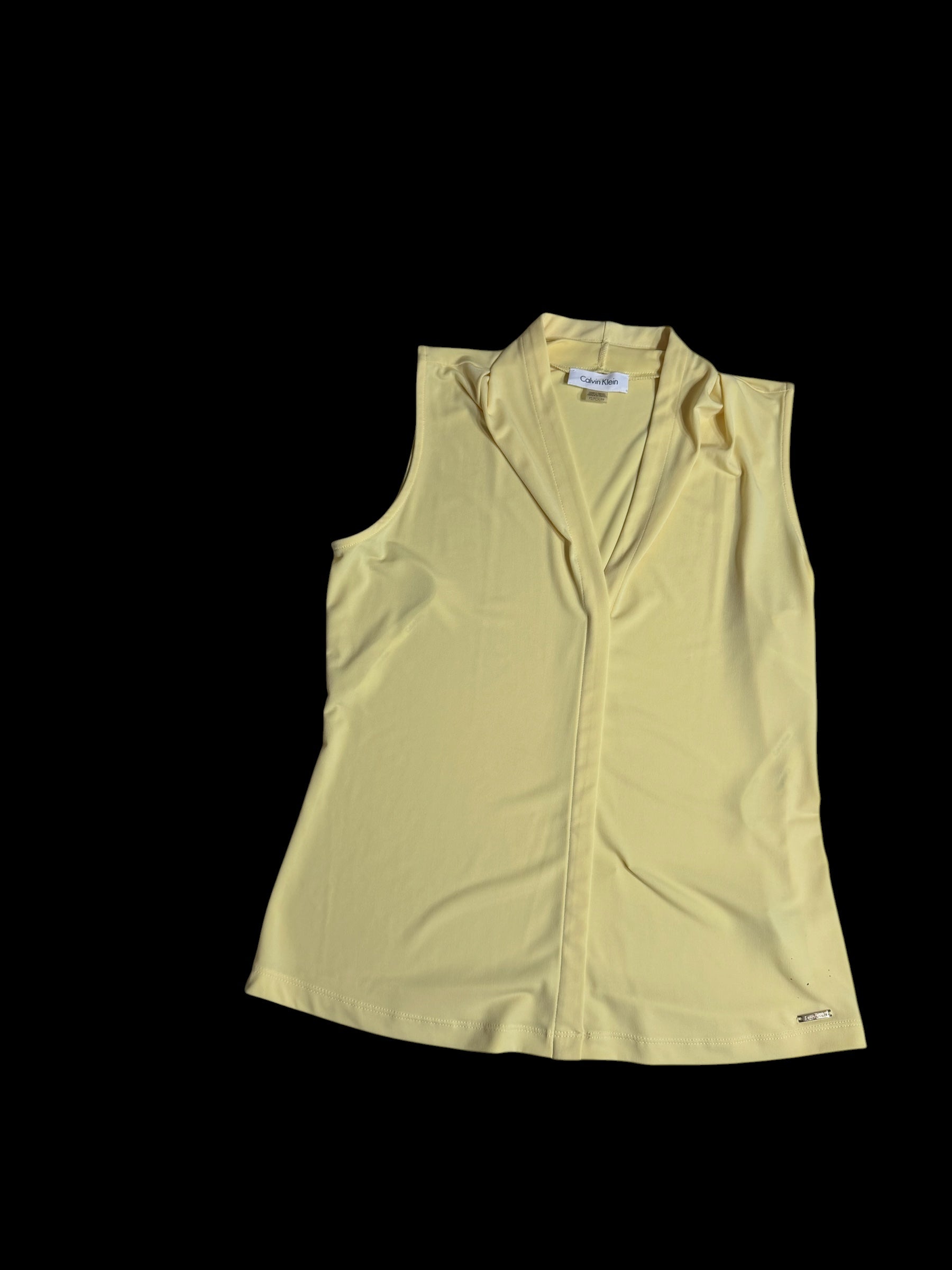 Calvin Klein Women's Yellow Sleeveless V-Neck Top | Petite Small | Like New