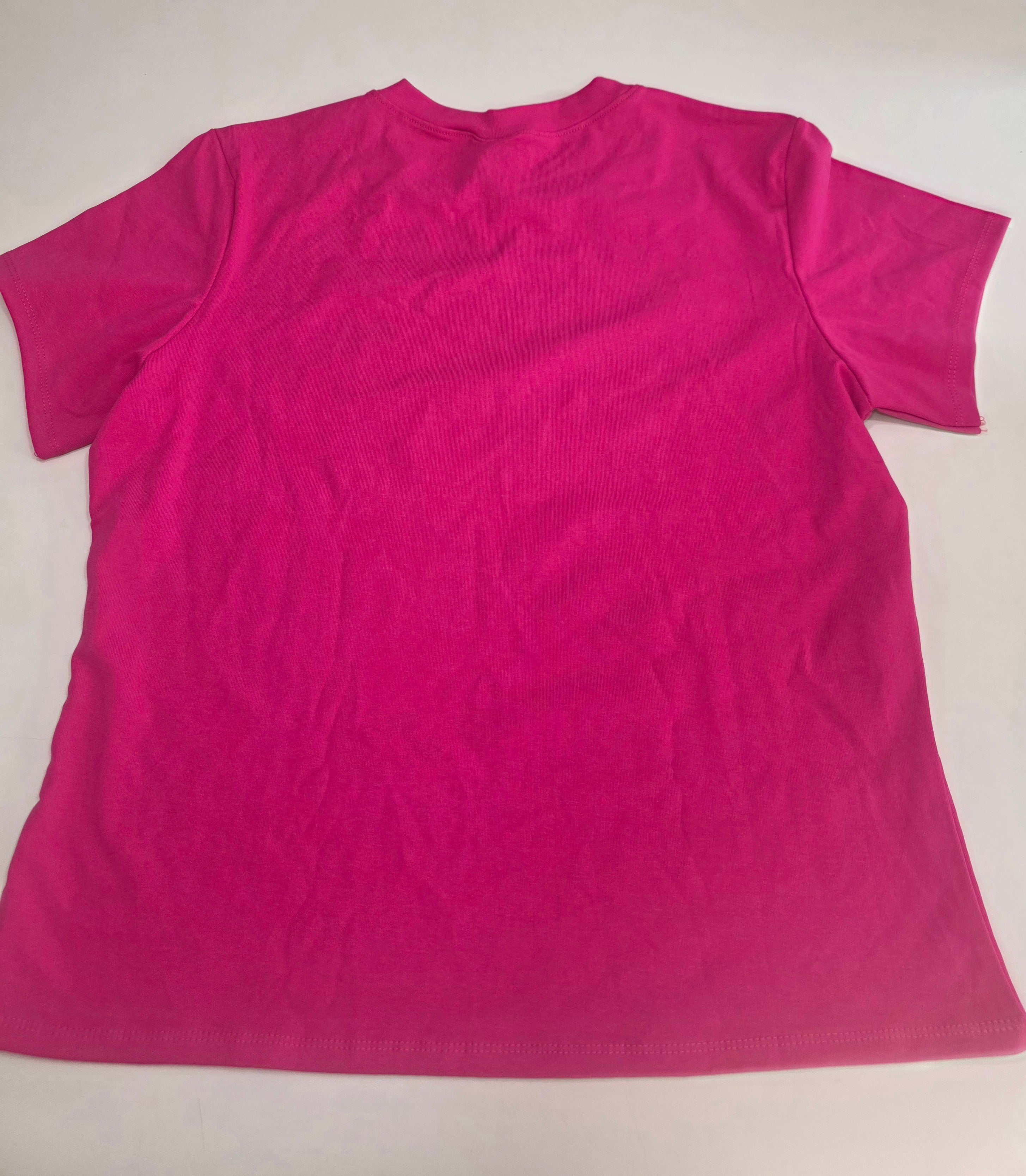 Women's Hot Pink Cotton T-Shirt with Silver rhinestones | M/L