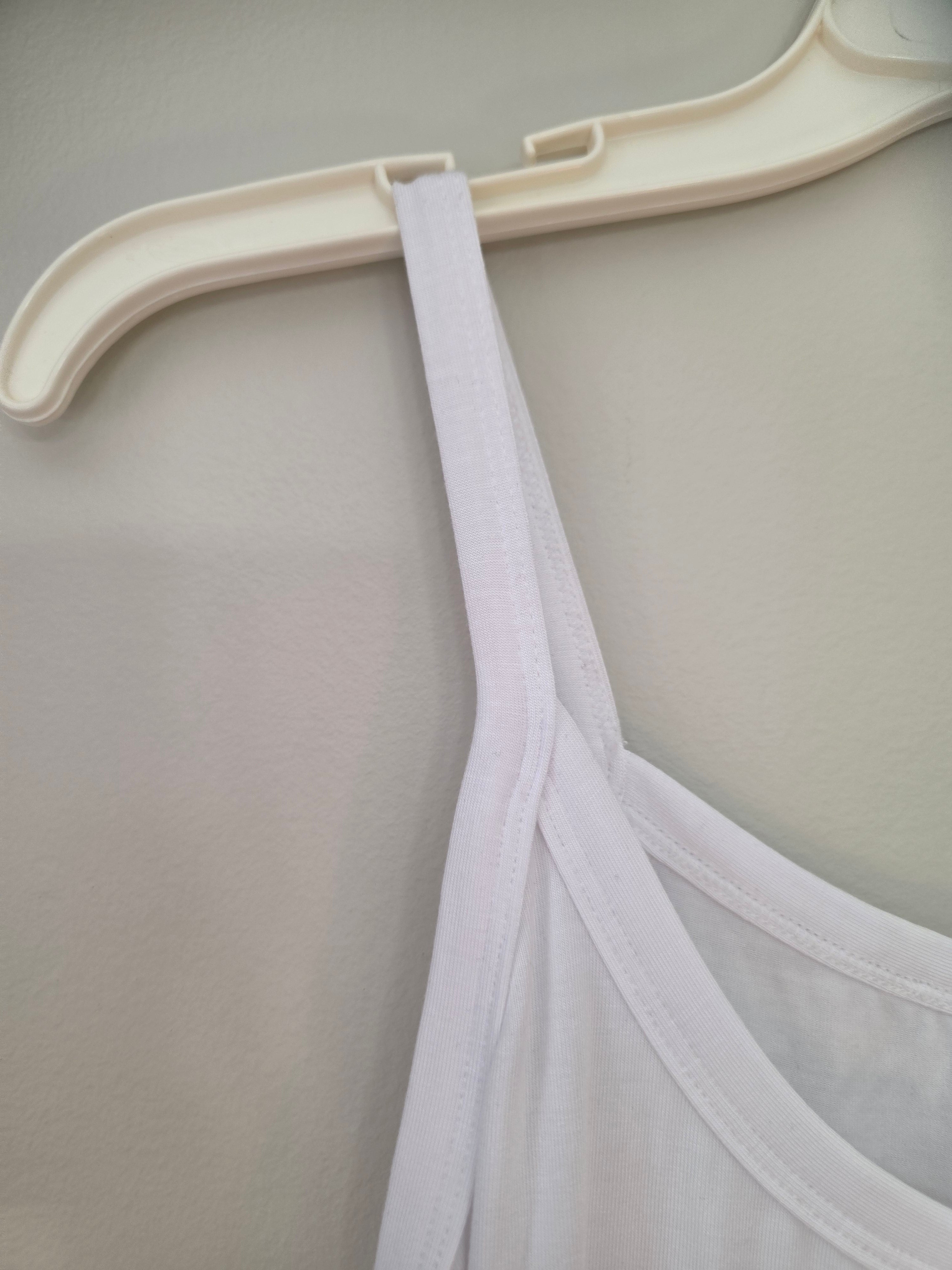 Women's White Sleeveless Spaghetti Strap Dress | Yellow Graphic Lettering | Size L | New