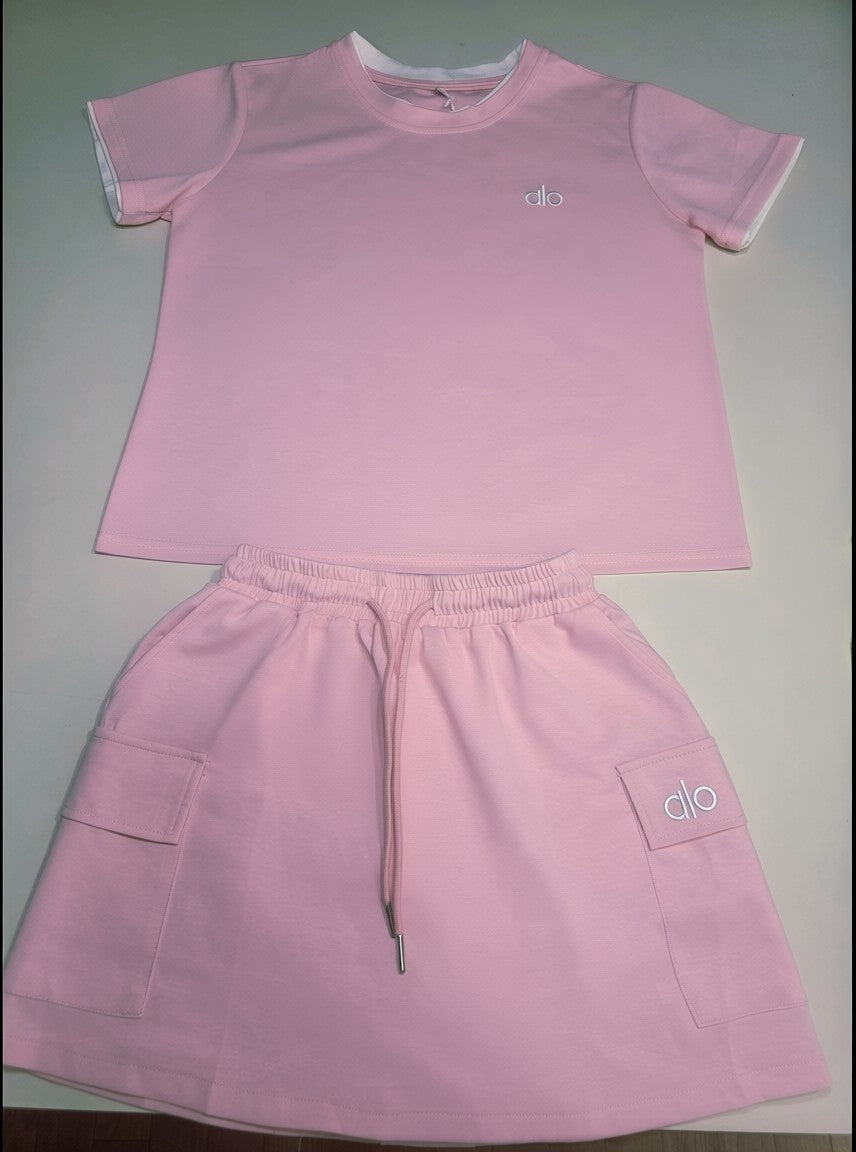 Women's Pink Athletic 2-Piece Set | Cropped Top & Skort | Size L/XL | New
