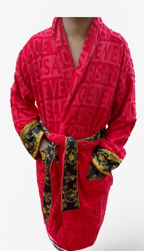 Unisex Red Luxury Cotton Spa Bath Robe | One Size | Brand New with Tags