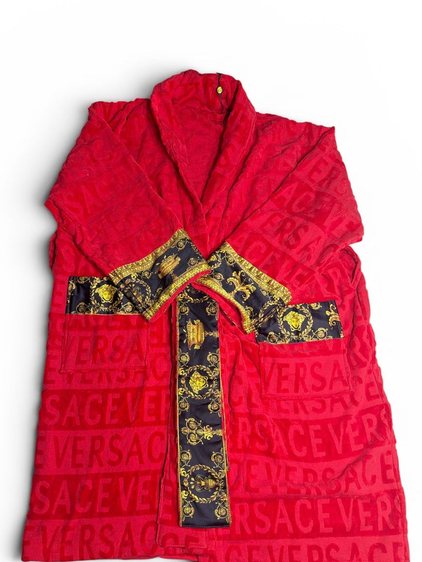 Unisex Red Luxury Cotton Spa Bath Robe | One Size | Brand New with Tags