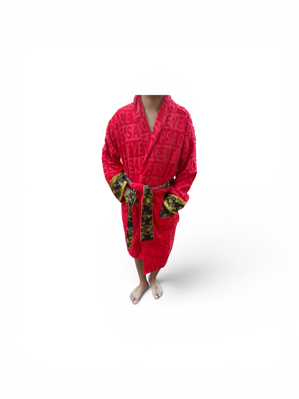 Unisex Red Luxury Cotton Spa Bath Robe | One Size | Brand New with Tags