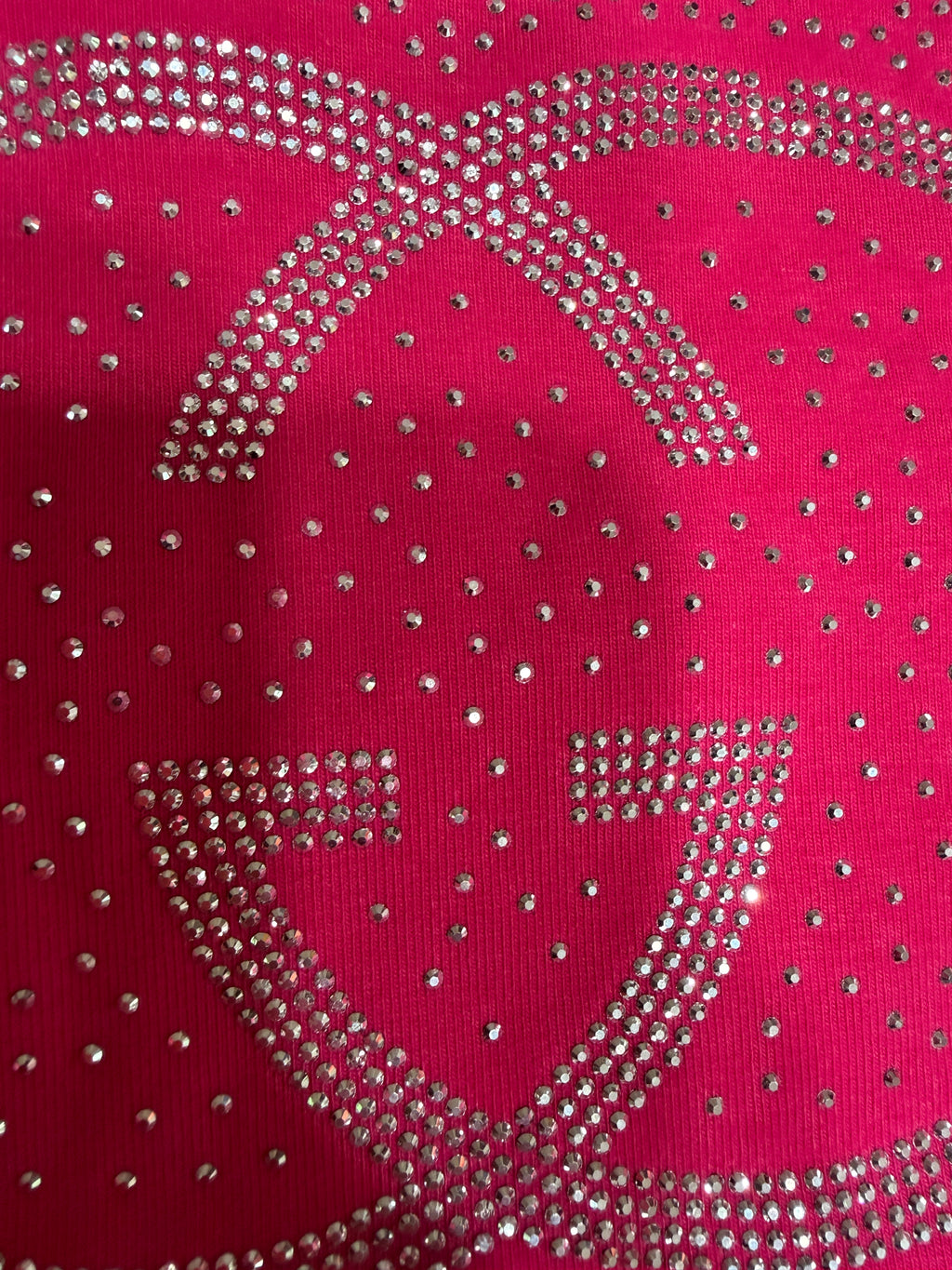 Women's Hot Pink Cotton T-Shirt with Silver rhinestones | M/L