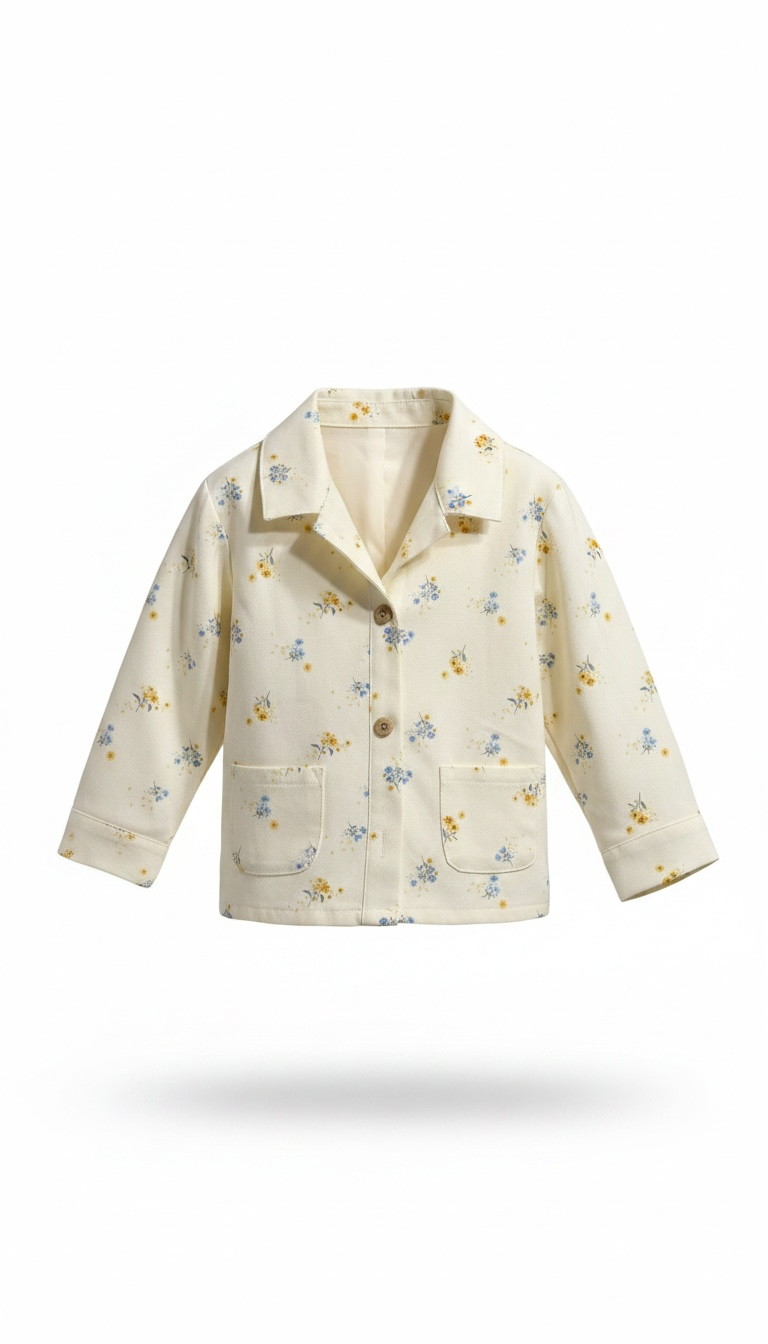 Infant Girls 3-Piece Cotton Outfit Set | Floral Cargo Jacket, Shirt & Pants | 18-24 Months