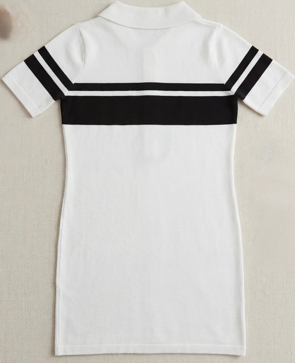 Women's Off-White Knitted Polo Dress | Black Lettering | Size M/L | Stretchy | New