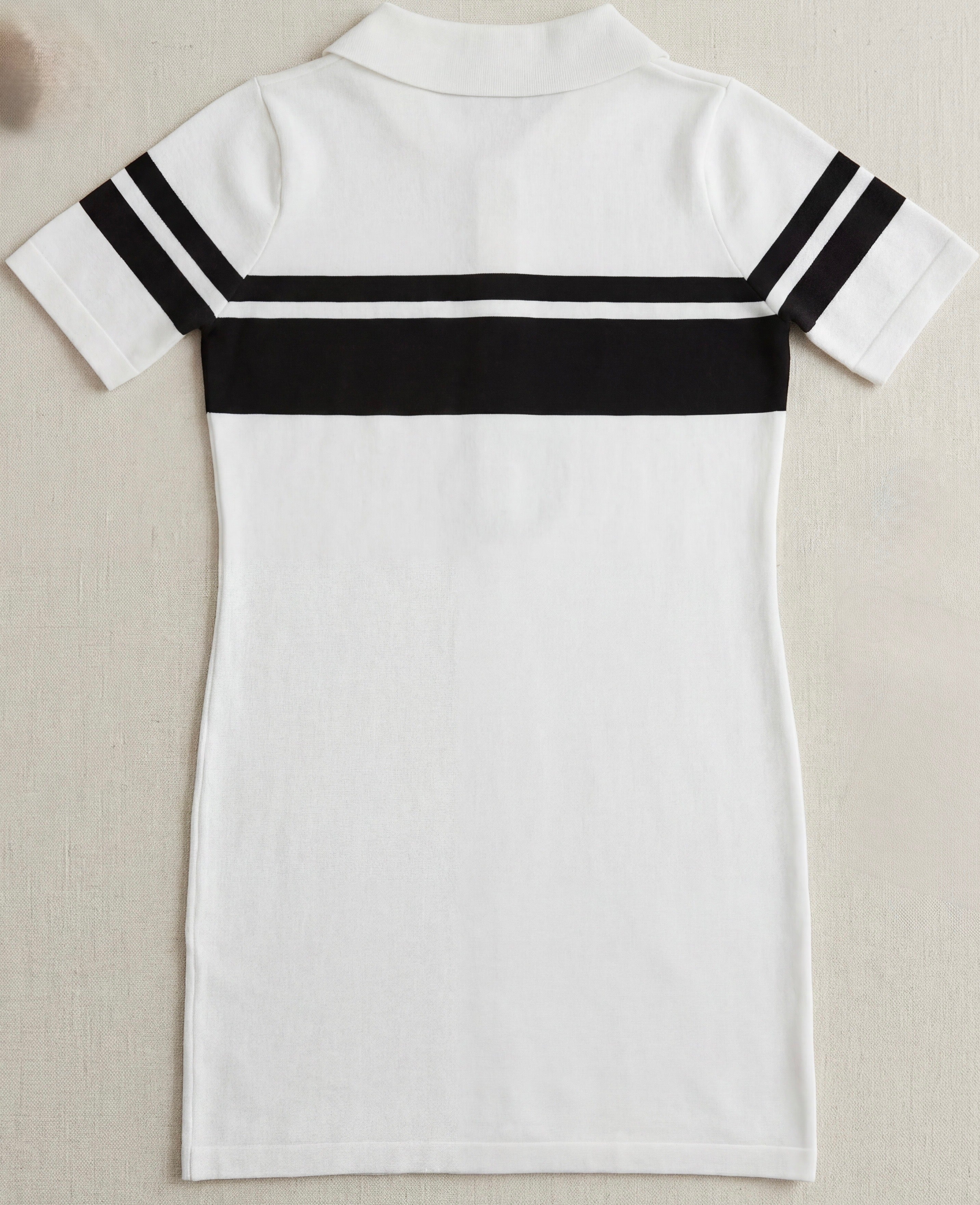 Women's Off-White Knitted Polo Dress | Black Lettering | Size M/L | Stretchy | New