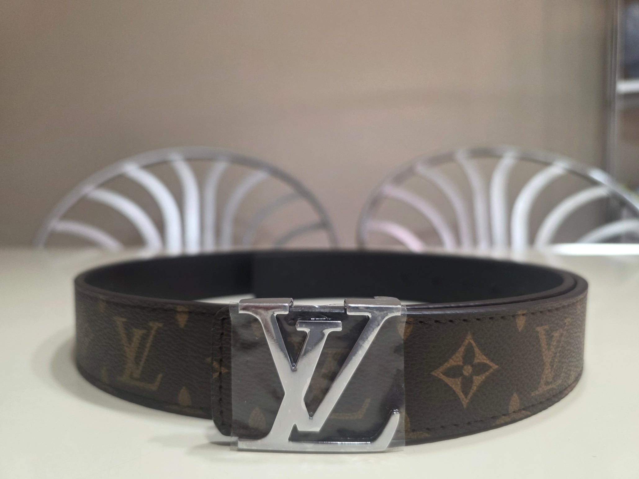 Men's Dark Brown Leather Belt | Silver Buckle | 125cm | New