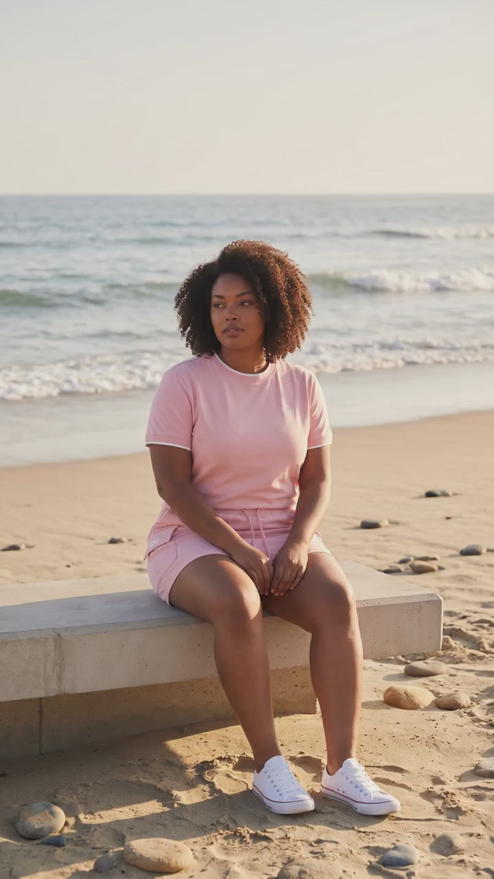 Women's Pink Athletic 2-Piece Set | Cropped Top & Skort | Size L/XL | New
