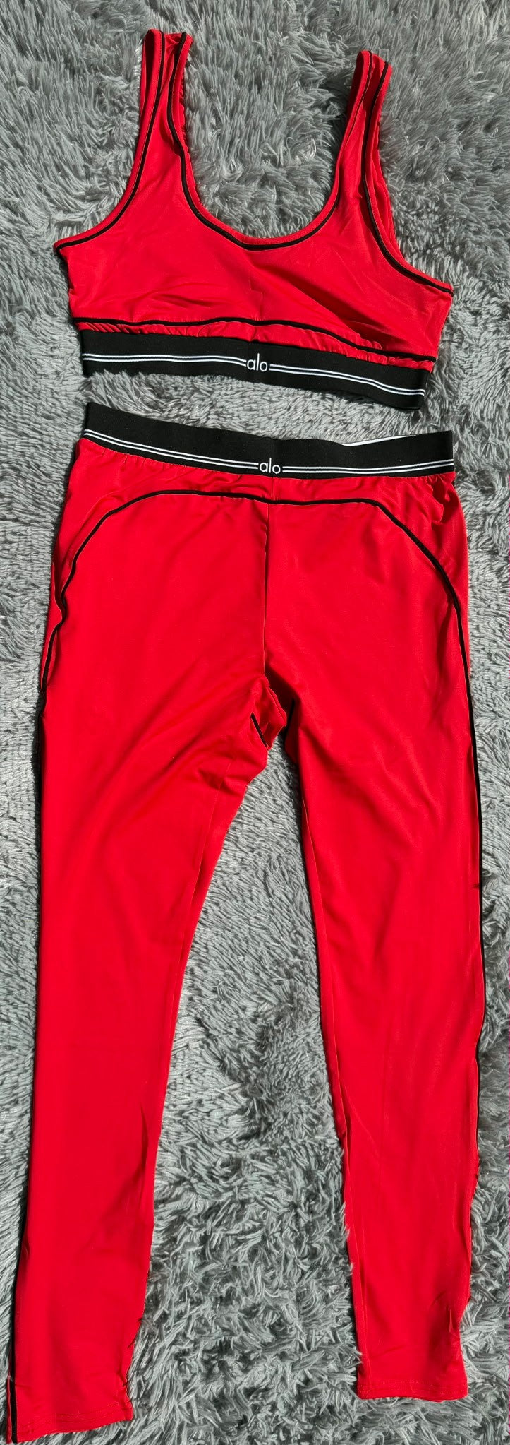 Women's Cherry Red Athletic Set | Padded Sports Bra & Leggings | Size L (Tagged XL) | New