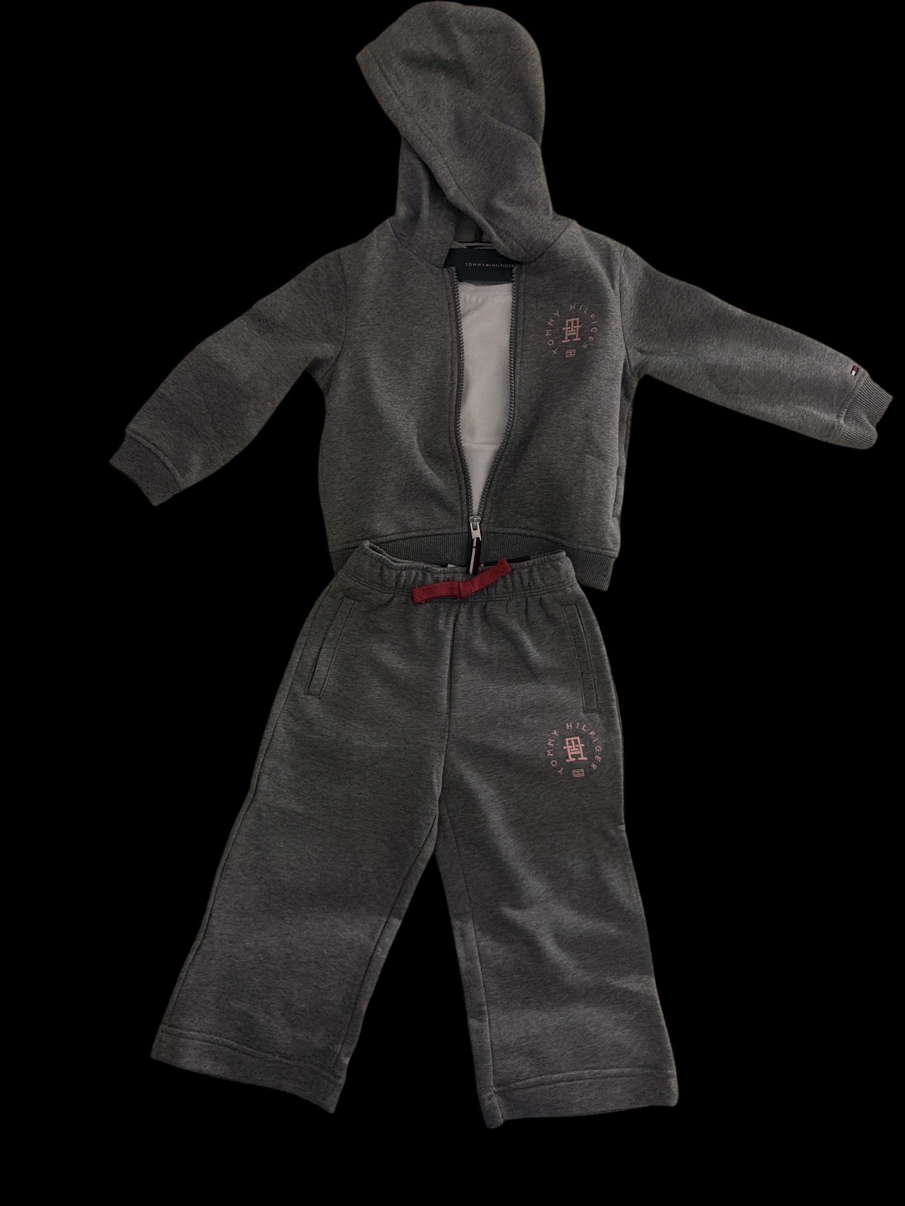 Authentic Tommy Hilfiger toddler 3 piece sweat set hoodie, tshirt and sweat pants. Size 2-3 years.