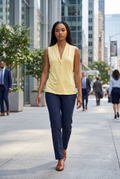 Calvin Klein Women's Yellow Sleeveless V-Neck Top | Petite Small | Like New