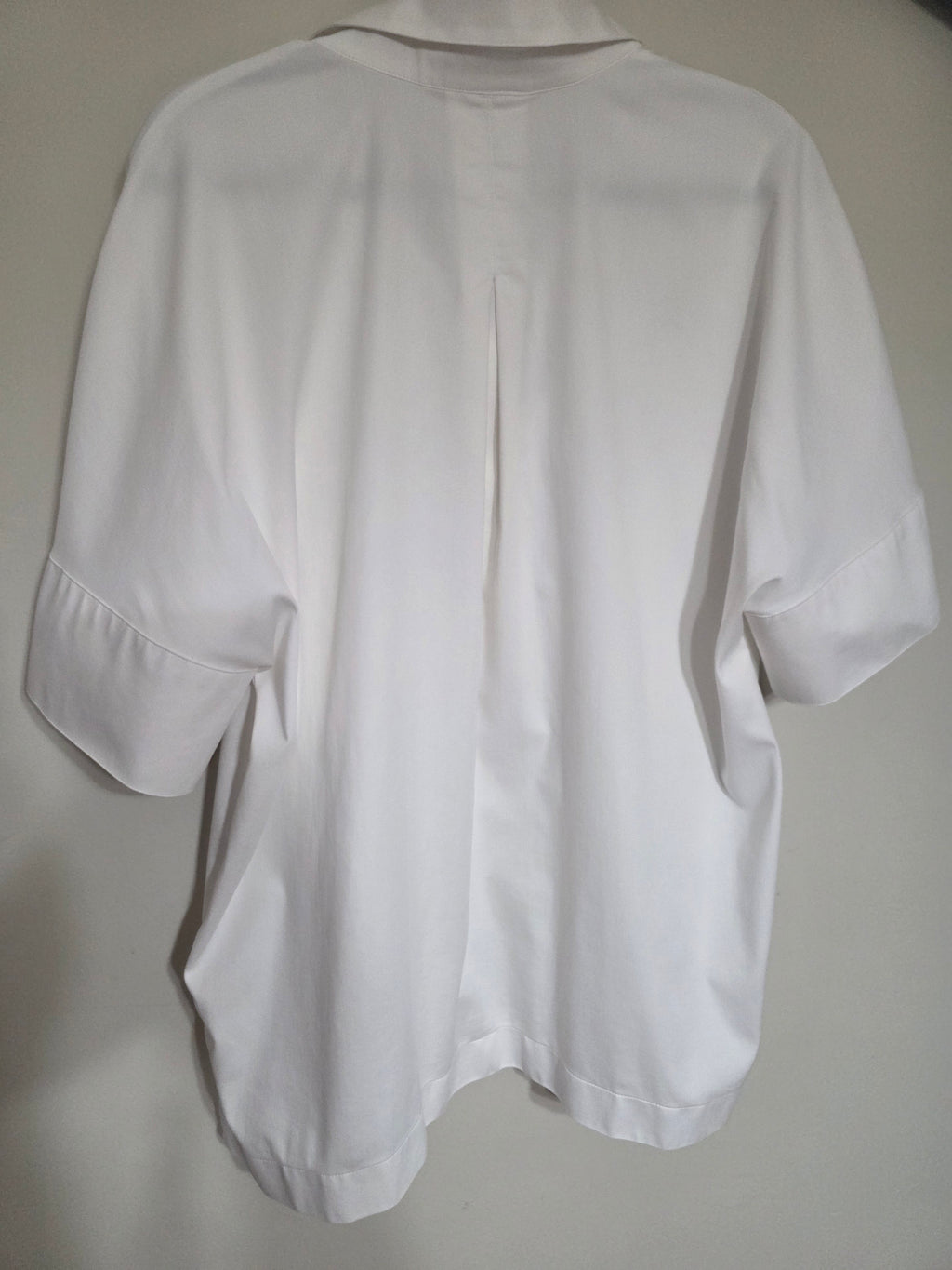 Women's Chico's No Iron Stretch Short Sleeve Blouse Top | White | Chico's Size 3 (XL/16)