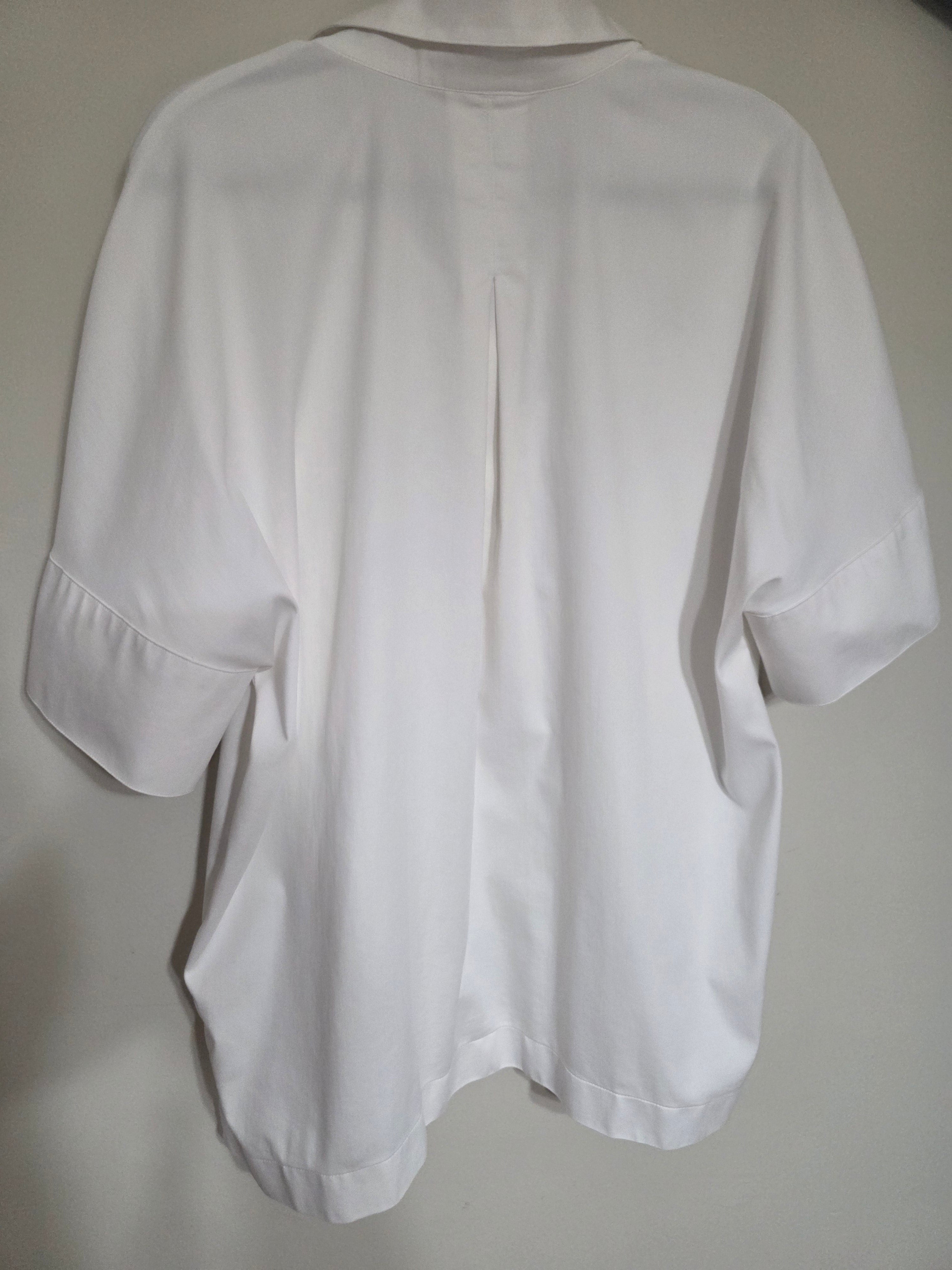 Women's Chico's No Iron Stretch Short Sleeve Blouse Top | White | Chico's Size 3 (XL/16)