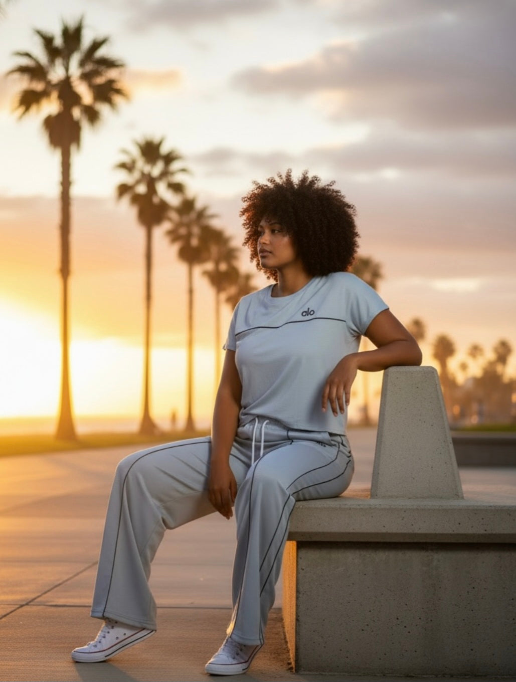 Yoga Baby Blue Two-Piece Set - Cropped Tee & Wide Leg Pants (XL)